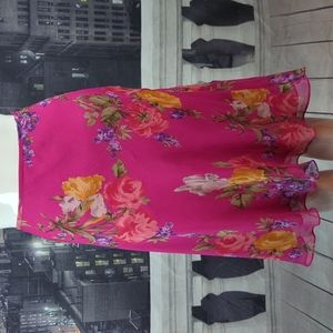 Lauren Ralph Lauren sz 10 Pink Silk Floral Lined Skirt - Like New!